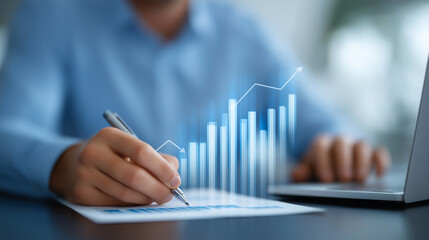 Data Driven Financial Analysis with Charts and Laptop