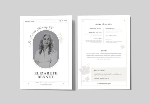 Funeral Program Invitation Layout