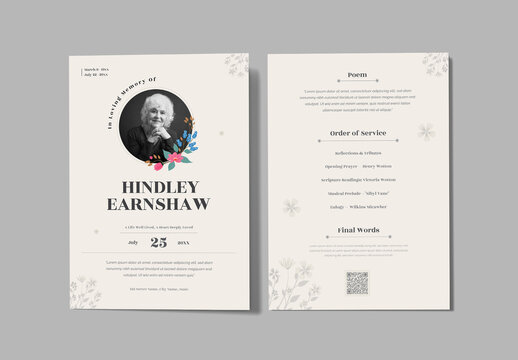 Elegant Funeral Obituary Program Design Layout