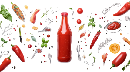 Ketchup with Food Doodle Style