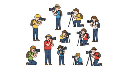 Diverse Cartoon Photographer Illustration Collection