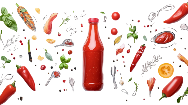 Ketchup with Food Doodle Style