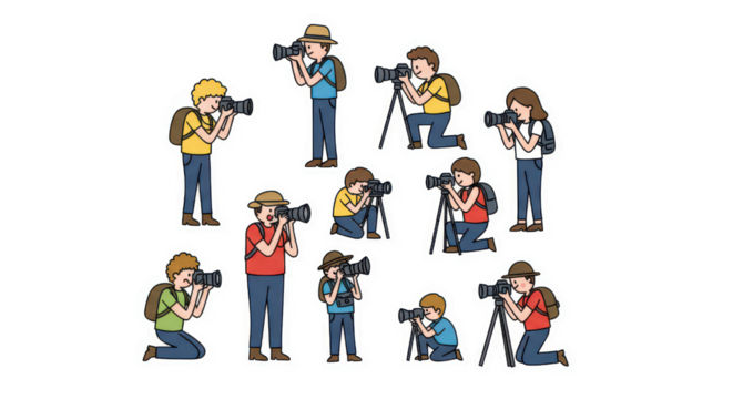 Diverse Cartoon Photographer Illustration Collection