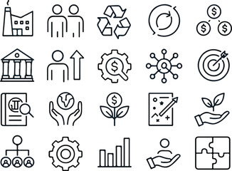 ESG concept environmental, social, and corporate governance related editable stroke outline icons set isolated on white background flat vector illustration. Pixel perfect