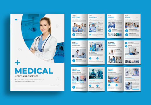 Modern Medical Healthcare Brochure Template with Blue Accents