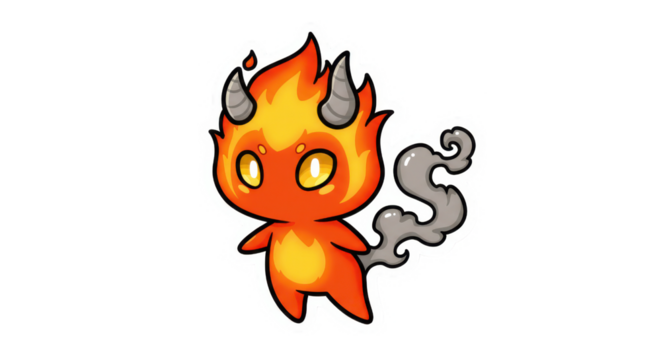 Cute Chibi Fire Monster Sticker