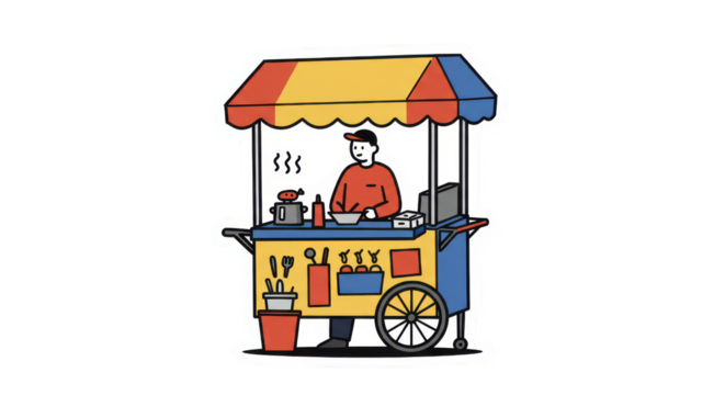 Simple Street Food Cart Illustration