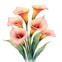 Calla Lily Flower Arrangement Watercolor Style Illustration