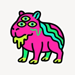 Fototapeta premium Colorful psychedelic three-eyed creature