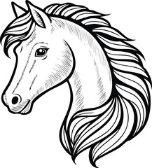 Minimalist Horse Head Line Art - Vector Illustrationf