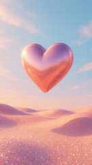 Fototapeta premium Floating heart over sandy dunes.