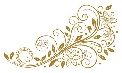 Elegant Golden Floral Swirl Design Decorative Vector Pattern