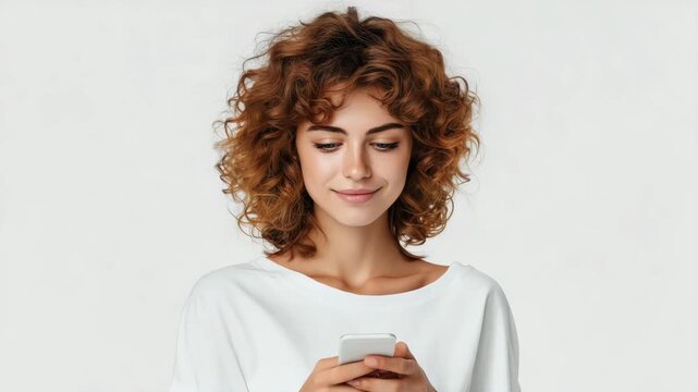 A modern woman looking at her smartphone, indicating the prevalence of technology in everyday life.