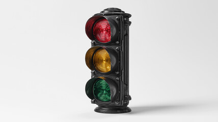 信号機の正面白背景スタジオ撮影