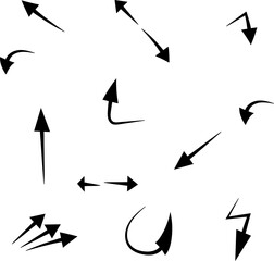 Black and white vector arrow icons set for web design with various directional symbols and pointers