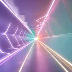Retro Futuristic Tunnel with Neon Glow
