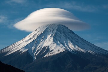 Fototapeta premium Majestic mountain with cloud hat.