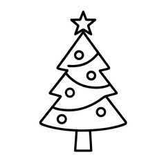 Fototapeta premium Christmas Tree Outline Icon in Black and White
