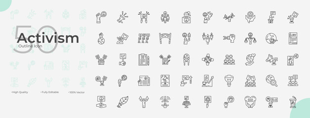 Activism Line Editable Icons set. Vector illustration in modern thin line style of Activism icons: activism, protest, demonstration, etc