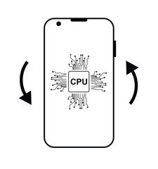 CPU Chip Rotation Icon in Smartphone Vector for Mobile Processor and Tech Concept