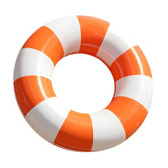 Orange and White Striped Inflatable Life Preserver Ring