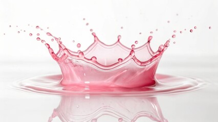 Vibrant pink liquid splash crown formation with droplets