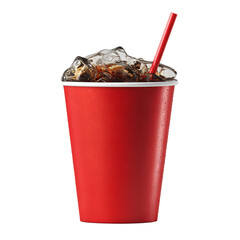 Red Paper Cup of Icy Carbonated Beverage with Straw
