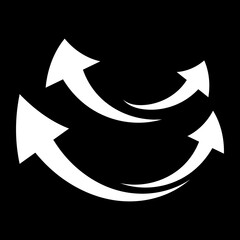 Black vector arrow icon illustrating a circular direction or refresh concept