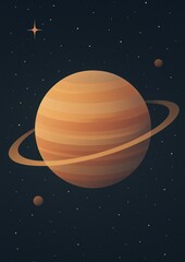 Fototapeta premium Saturn illustration with starry background.