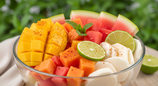 Vibrant Mexican Fruit Salad (Fruta Picada) with Chili and Lime