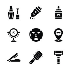 Get this premium collection of grooming and salon glyph icons