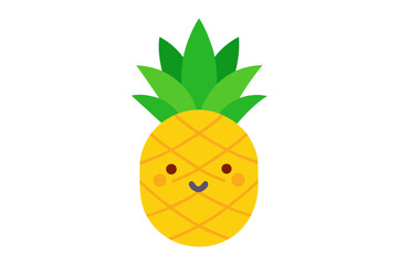 High-resolution illustration of a vibrant ripe pineapple with lush green leaves, isolated on a white background.