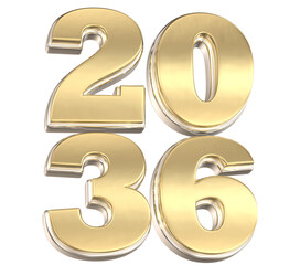 Number Gold Fore New Year 3D Render