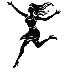 Women Jumping in Dynamic Flat Style: Isolated Vector Illustration of Female Exuberance and Energy
