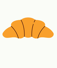 Flat Design Illustration with Croissant Doodle Style