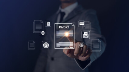 Electronic invoices and digital statements online with a digital invoice management system on your laptop.