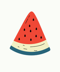 Flat Design Illustration with Watermelon Doodle Style