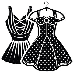 Vector Illustration of Assorted Women's Clothing on a White Background