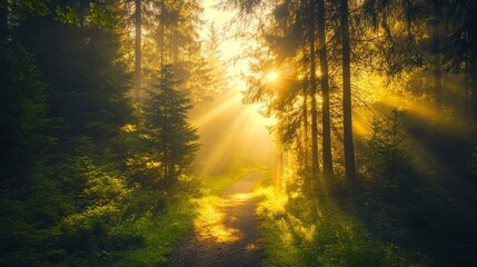 Naklejka premium The Silent Forest is particularly stunning in spring when illuminated by vibrant sunlight