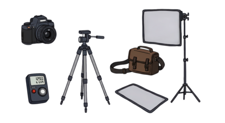 Essential Photography Studio Kit Gear Illustration