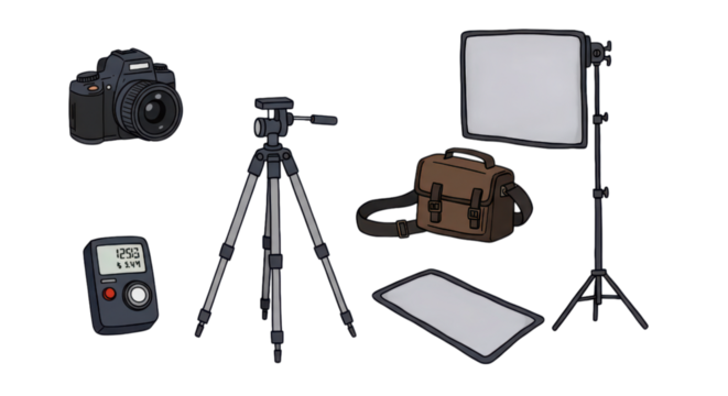 Essential Photography Studio Kit Gear Illustration