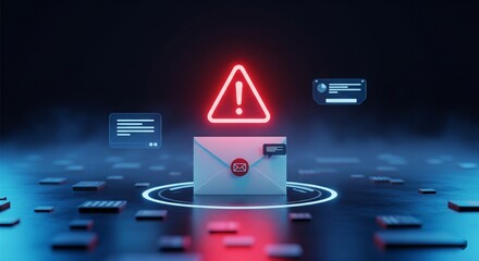 Cybercrime Warning: Minimalist Composition with Email and Alert
