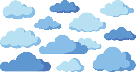 Fototapeta premium Seamless blue sky pattern with cartoon clouds, a perfect vector illustration for weather or nature designs