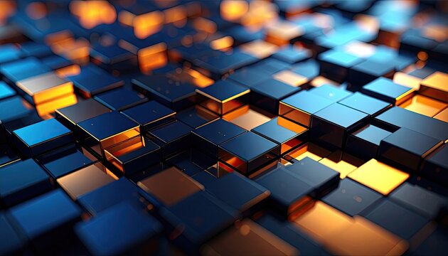 Abstract geometric pattern of glowing cubes (1)