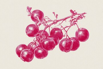 Pink berries cluster on branch