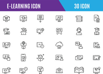 E-learning  icons set. Online Education icon collection., E-learning and Education symbols. Vector
