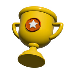 3d trophy cup winner success champion icon isolated on transparent background