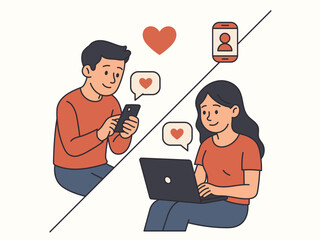 Vector illustration of online dating app users