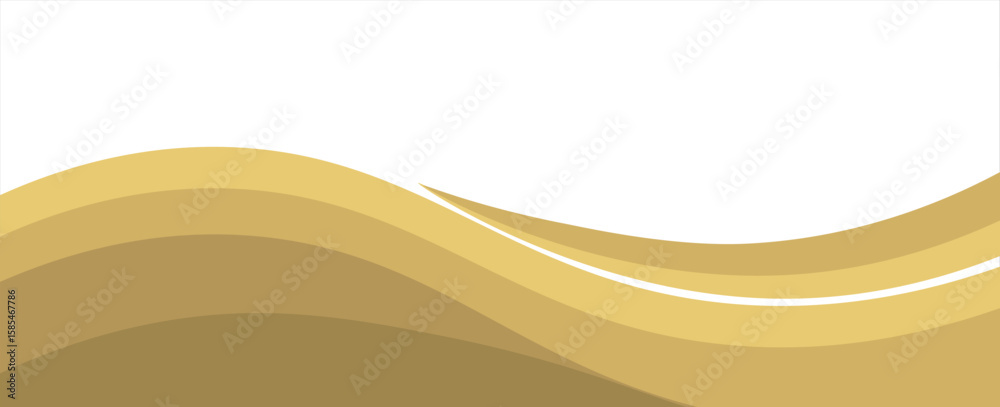 Poster vector gold line background curve element with white space for text and message design, overlapping 