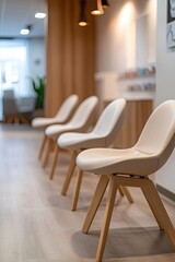 Modern dental clinic features minimalist seating arrangement wit